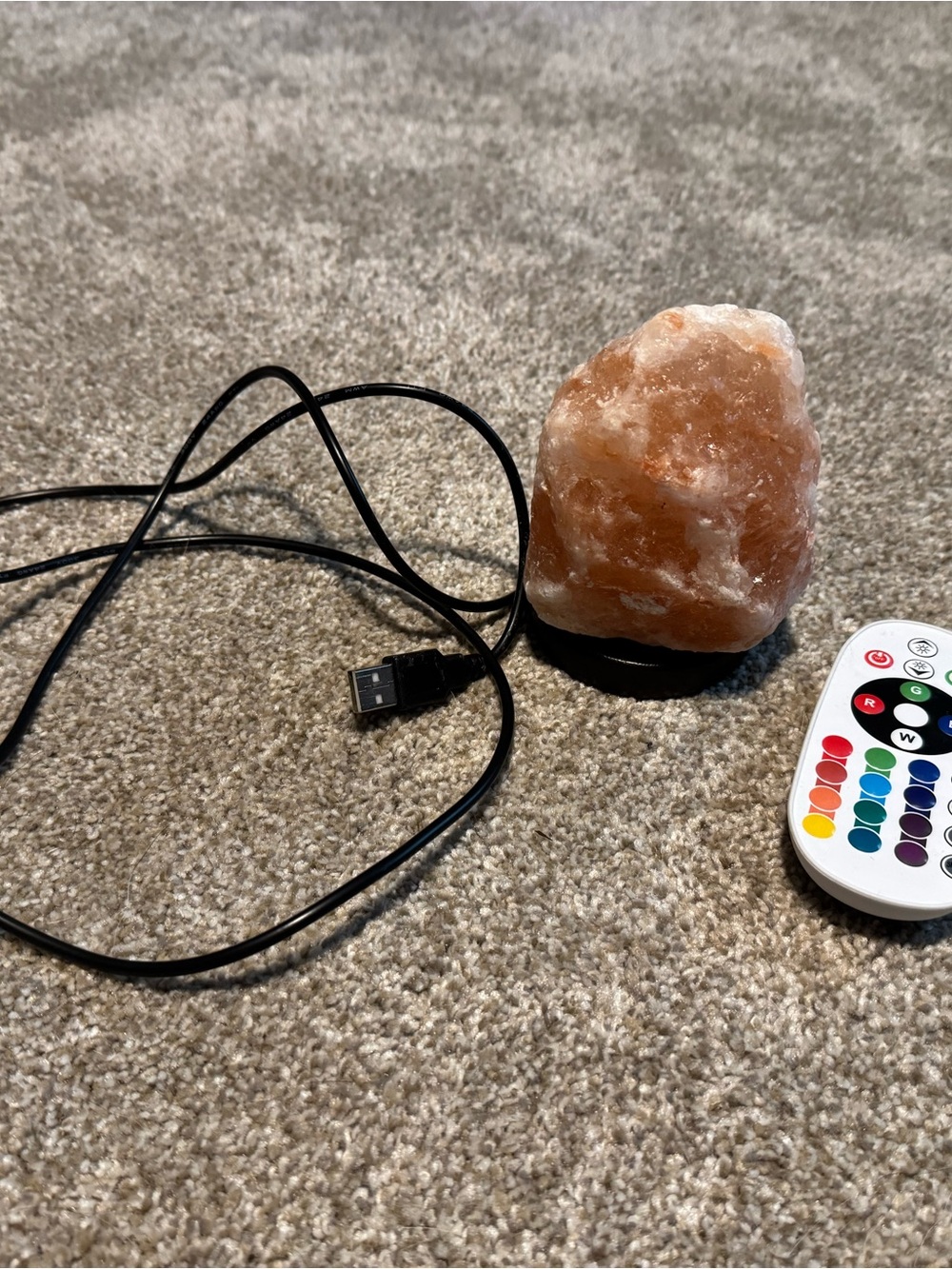Miniature Himalayan Salt Lamp Lantern with USB LED Remote - Orange